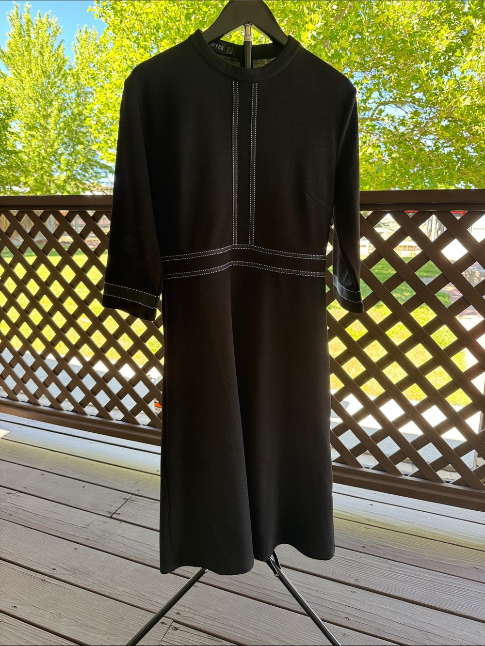 Homeyee Black Dress 3/4 Sleeve Size 8